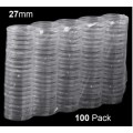 Clear Round Coin Capsules (27mm) - 100 Pack