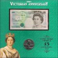 2001 Victorian Anniversary Crown & £5 Banknote Set