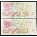 Tito Mboweni R200 Note In Sequence.( Not Legal Tender)