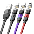 3 in 1 Magnetic Cable 3A Data Fast Charging 540 Rotatable 2m Micro, USB C, IOS Nylon Braided