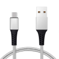USB A to Micro USB Cable 3A Data Fast Charging 2m Nylon Braided (Silver)