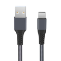 USB A to USB C Cable 3A Data Fast Charging 2m Nylon Braided (Grey)