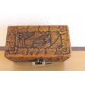 Antique carved wood jewelry box