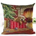 Decor puppy in gift box Christmas cushion cover