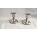Lovely decorated silver plate tray /salver and 2 silver plate dwarf candlesticks