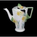 A Burleighware Art Deco-style Zenith-shape Daffodil Pattern Mocha Pot & finialled Cover circa 1930s