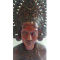 Large Hand carved Indonesian Teak bust/sculpture of a woman in traditional dress