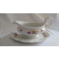 Beautiful floral Huguenot Royale Fine China collection - Large Sauce boat with underplate