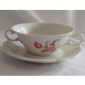 Beautiful floral Huguenot Royale Fine China collection - Soupe Coupe and underplates
