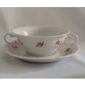Beautiful floral Huguenot Royale Fine China collection - Soupe Coupe and underplates