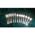 Nice Silverplate teaspoon and cake fork collection with cake lifter