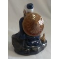 Classic Chinese the Potter blue seated Mud man figurine