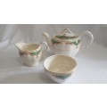 Lovely Grindley Cream petal Tea for One set Classic emerald design