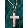 Beautiful large extra length sterling Silver cross pendant and chain