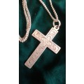 Beautiful large extra length sterling Silver cross pendant and chain