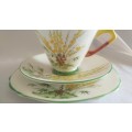 Delightful in yellow and green Royal Stafford Broom pattern Trio