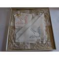Swiss lace handkerchief collection gold boxed