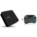 MXQ 4K Smart Android TV Box with Android 7.1 + i8 Backlit Mini Wireless Keyboard & Mouse