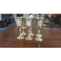 Set of 6 Brass goblets - 15cm Height