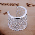 Statement Rings Cuff Ring Sterling Silver Rhinestone Heart Heart Adjustable Elegant Silver Jewelry