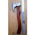 Handmade Stainless Steel Axe, Leather cover for axe head included.