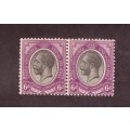 1920 - union GEORGE V 6d    pair SACC 10  MNH varieti missingZ