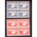 British South Africa Company 1905 issue. 1d and 2.5d in blocks of 4. 2.5d perf 14.5. a bit toned.