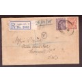 Great Britain. George V. 1925 Registred cover sent from London to India. a bit toned.