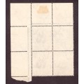 1927 UNION  of South Africa. SACC#29 Pg.  1/2d.Blocks of 4  MNH.[hinge on margin] Offset on reverse.