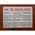 Figurine Panini Mammals Sticker #209 (1978)