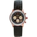 KRUG BAUMEN AIR TRAVELLER ROSE GOLD PLATED WITH BLACK DIAL - AUTHENTIC -ALL PAPERS AND DOC'S
