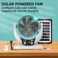 Solar Fan 6 inch Camping Portable Solar Rechargeable Box Fan With LED lights