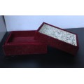 Velvet trinket box with silver plated  embossed lid