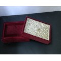 Velvet trinket box with silver plated  embossed lid