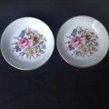 Royal Worcestershire floral plates, about 8cm butter dish, trinket tray or pin dish. Fine bone Chin