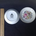 Royal Worcestershire floral plates, about 8cm butter dish, trinket tray or pin dish. Fine bone Chin