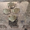 Four napkin rings, serviette rings / holders, marked 'B' Zinn,  German pewter, set of four for R600
