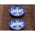 Burgess and Leigh, Middle Port Pottery, Blue and white (blue flow) oval plates 22cm