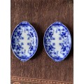 Burgess and Leigh, Middle Port Pottery, Blue and white (blue flow) oval plates 22cm