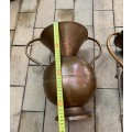 Vintage copper tone urn vases