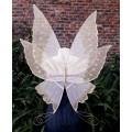 Morning Star Fairy Wings for Adults in White Glitter tulle fabric ( elf wings, pixie wings adult)