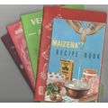 VYF SAGTEBAND VERSKEIDENHEID KOOKBOEKIES: MAIZENA, `N KEURIGE KERSMAAL, KERSFEESSPYSKAART, VEGETARIE