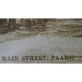 VERY OLD FRAMED PHOTO OF MAIN STREET, PAARL BY A PHOTOGRAPHER OF RONDEBOSCH (54CM X 38 CM)
