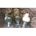 Lot of Army Water Bottles with pouches and Fire-Buckets