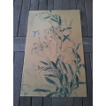 Toshio Aoki (1853-1912). Original Watercolour. Orchids and Hummingbird