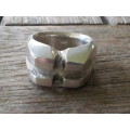 Solid Silver Knuckleduster Pinky Ring. Deep Cross Design.  20.4 grammes. Chunky, comfort fit.