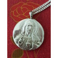 Jesus Sacred Heart Pendant Solid Sterling Silver WITH Sterling Chain. 7 grammes.