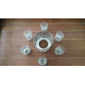 Japan 950 Silver Bottle and 6 Glass Holders Bamboo Leaf Filigree 164g Sake /Wine