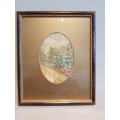 Original Silk Embroidery titled "Sunflowers" signed E.M. Foyster. Framed. Looks Victorian.