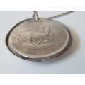 NEW Huge Solid Siver Springbok Pendant with Smooth Solid Silver Bezel Back. 40.7 grams!!
